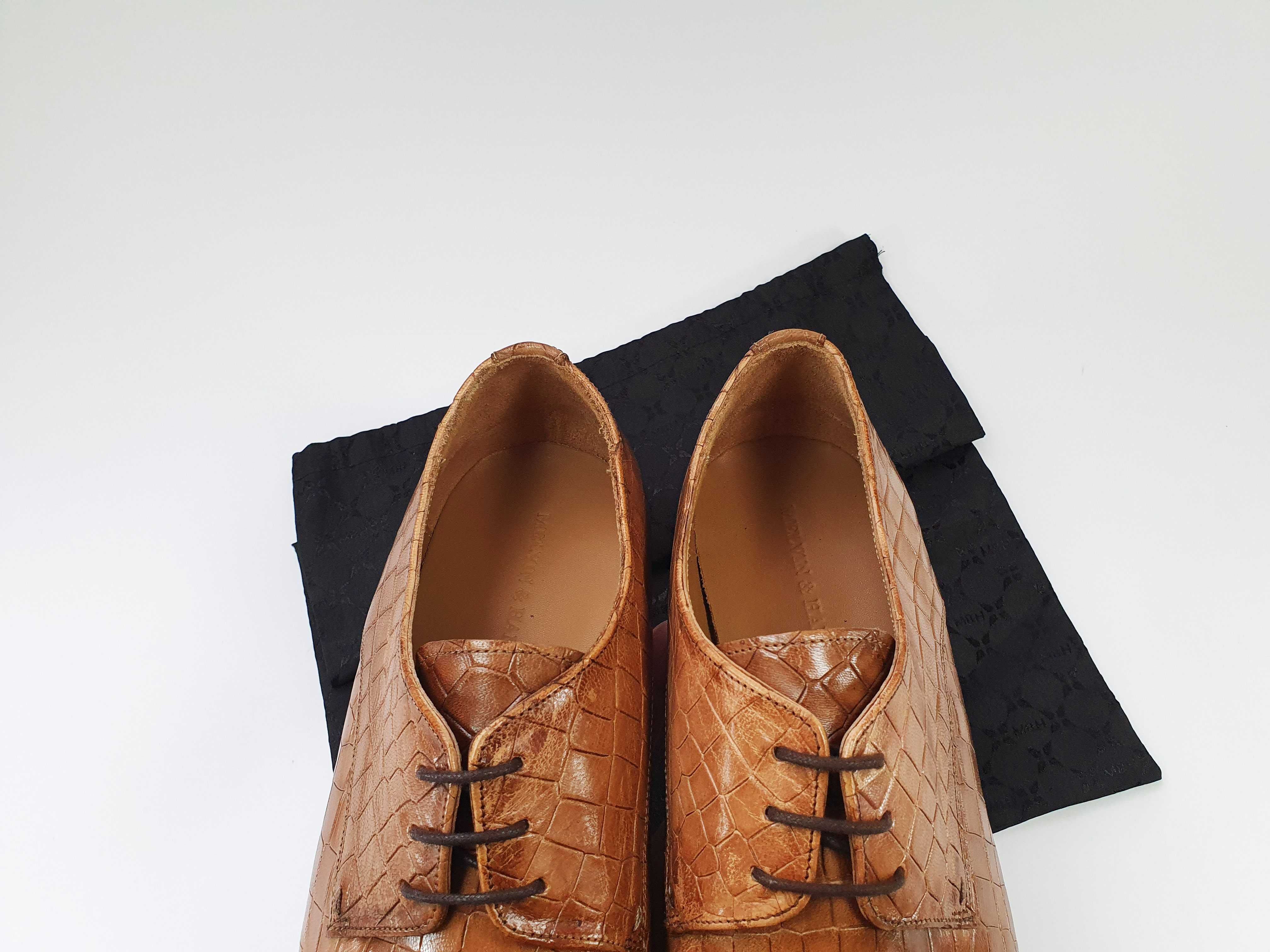 Коричневі туфлі під крокодил MELVIN & HAMILTON Made in Italy 44 29 см