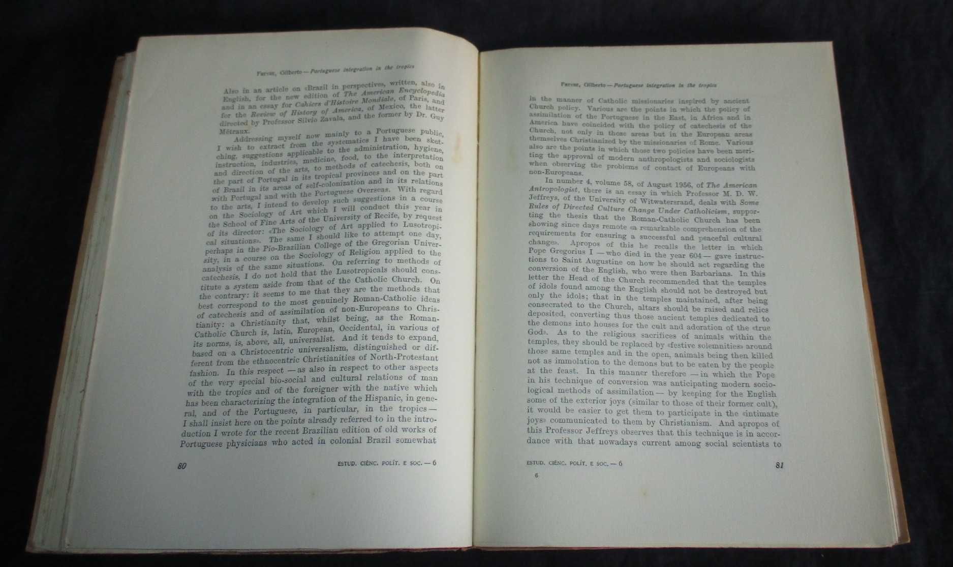 Livro Integração Portuguesa nos Trópicos Gilberto Freyre 1958