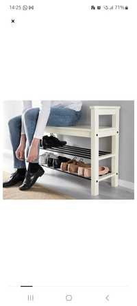 Banco c/arrumação para sapatos entrada Hemnes Ikea branco