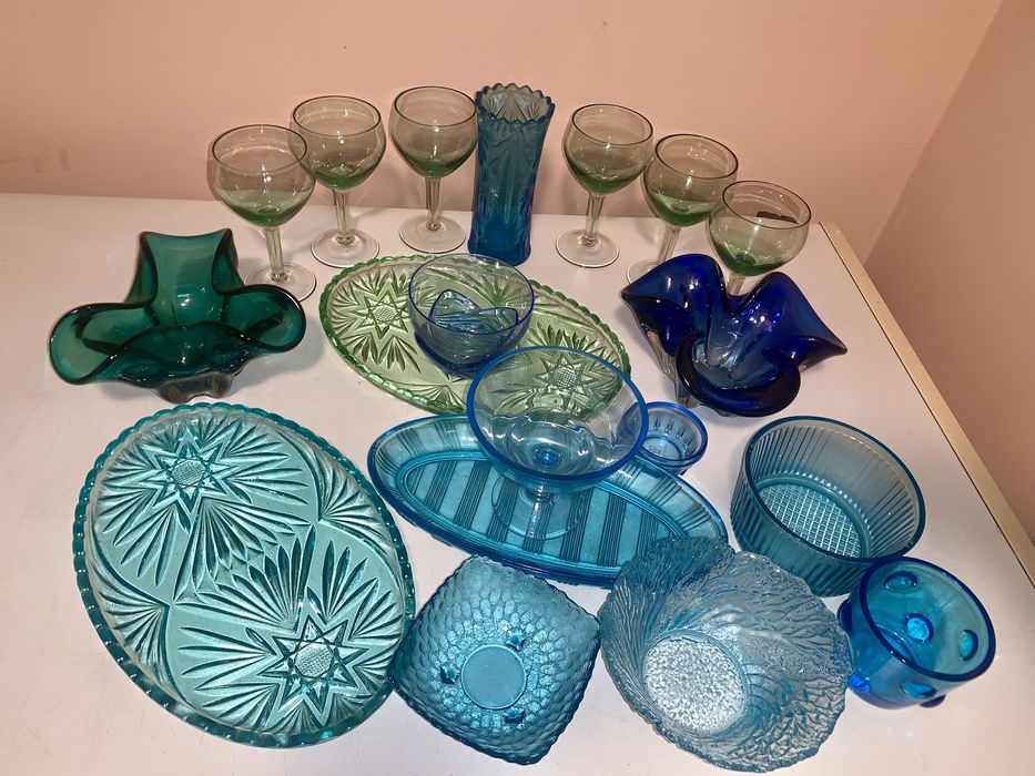 Бокалы блюдо салатник  пепельница урановое  стекло ,хрусталь