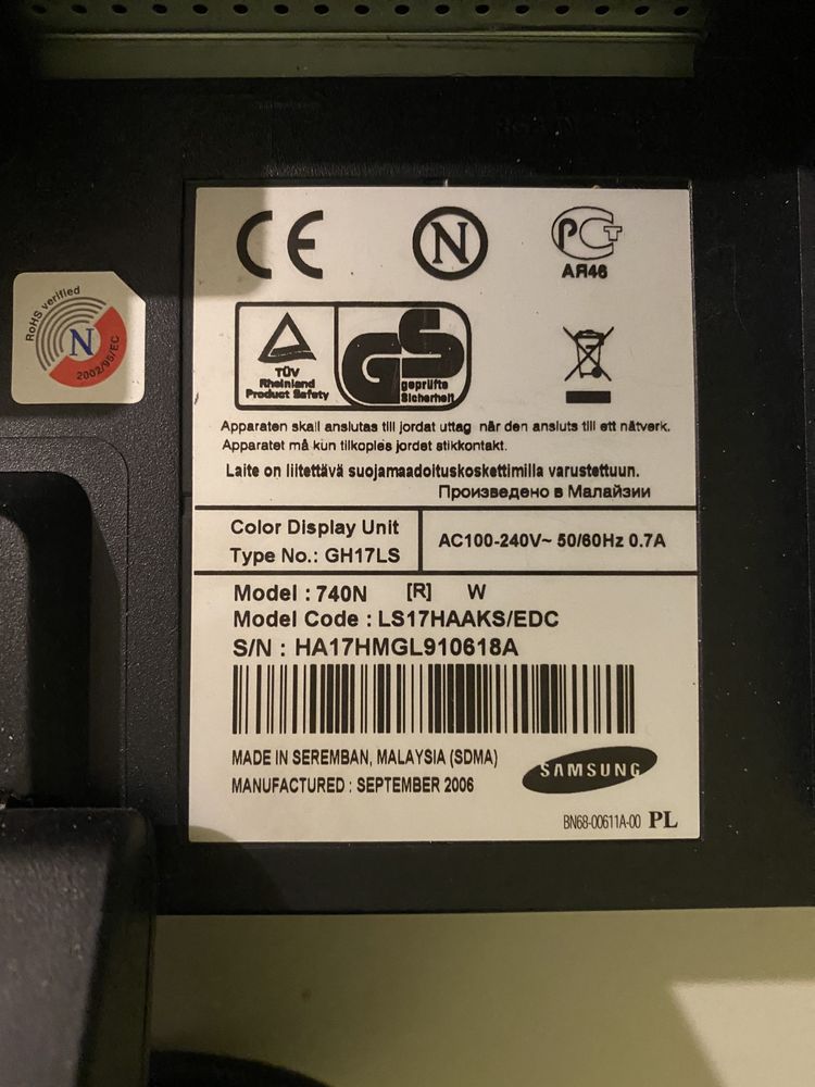 Монітор 17" Samsung 740N