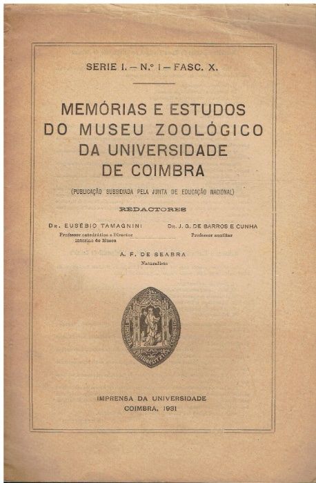 6001 Memórias e estudos do Museu Zoológico da Universidade de Coimbra
