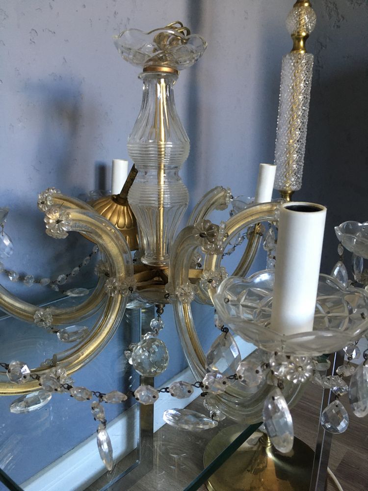 Stary żyrandol i lampa kryształ Francja lata 50-60