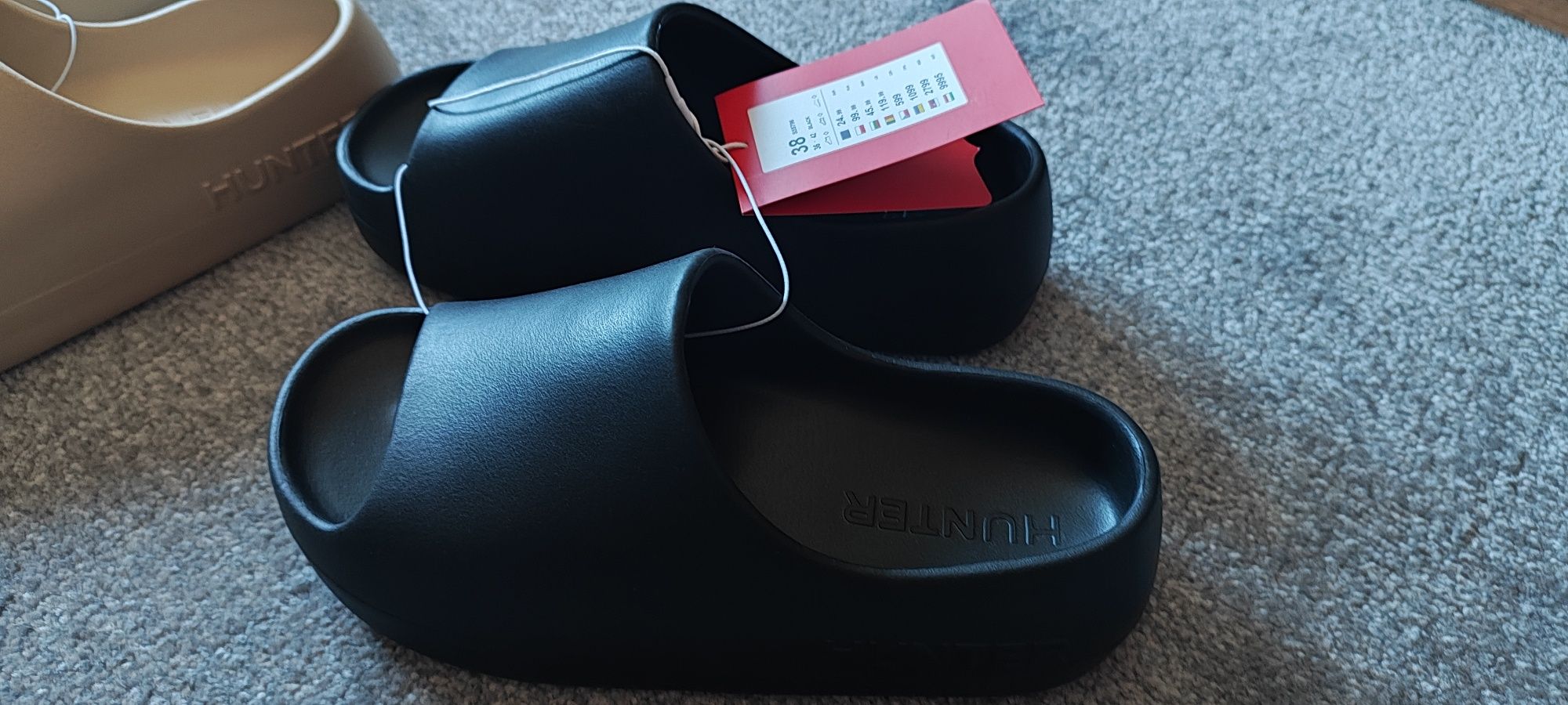 Hit klapki platforma Hunter slippers czarne beż r. 36,39,41 oryginalne