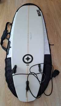 Surfboard Fatum Moby 7.0 with boardbag from Dakine, Leash 9.0 and Fins