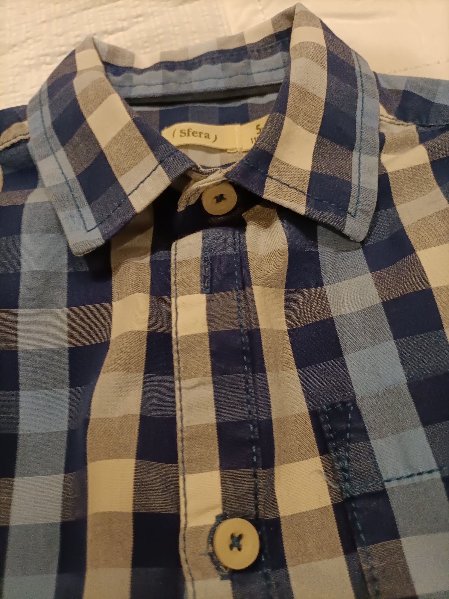 Camisa menino 5-6 anos da Sfera/el corte inglês em xadrez azul