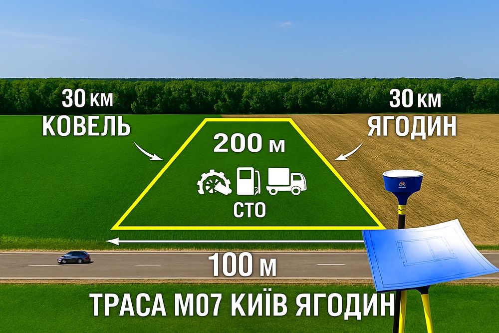 Фасадна ділянка над трасою М07 Київ–Ягодин!