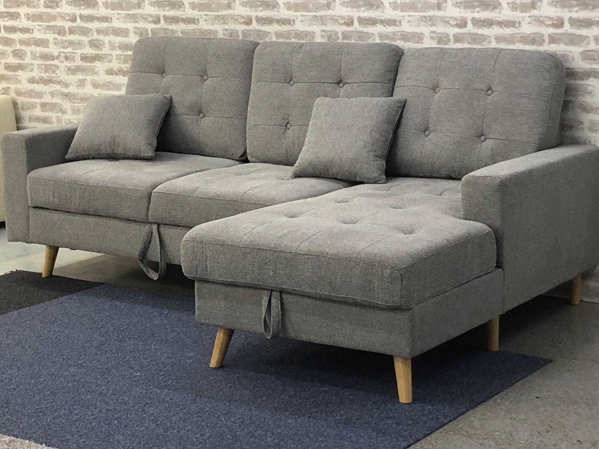 Sofá-cama chaise longue com baú, Portes grátis, pagamento na entrega