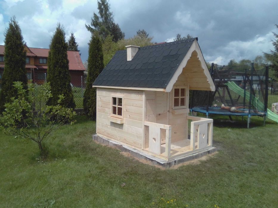 Plac zabaw domek drewniany dla dzieci Stylowy Solidny