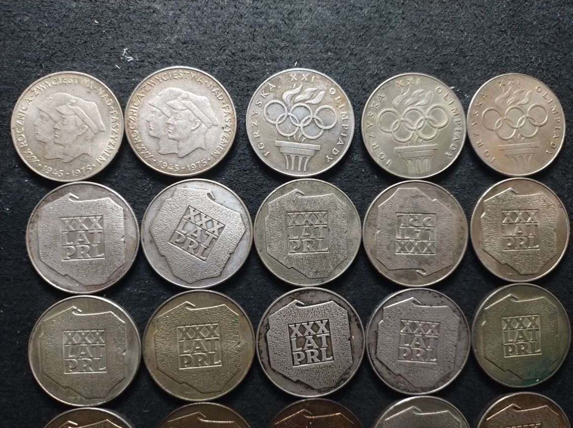 PRL 25 monet 200 zł różne żołnierze olimpiada mapki srebro
