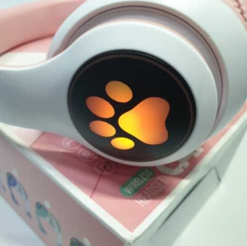Наушники котики беспроводные десткие со светящимися ушами Bluetooth Mi