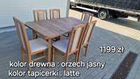 Nowość: Stół rozkładany + 6 krzeseł, ORZECH JASNY + LATTE, transPL