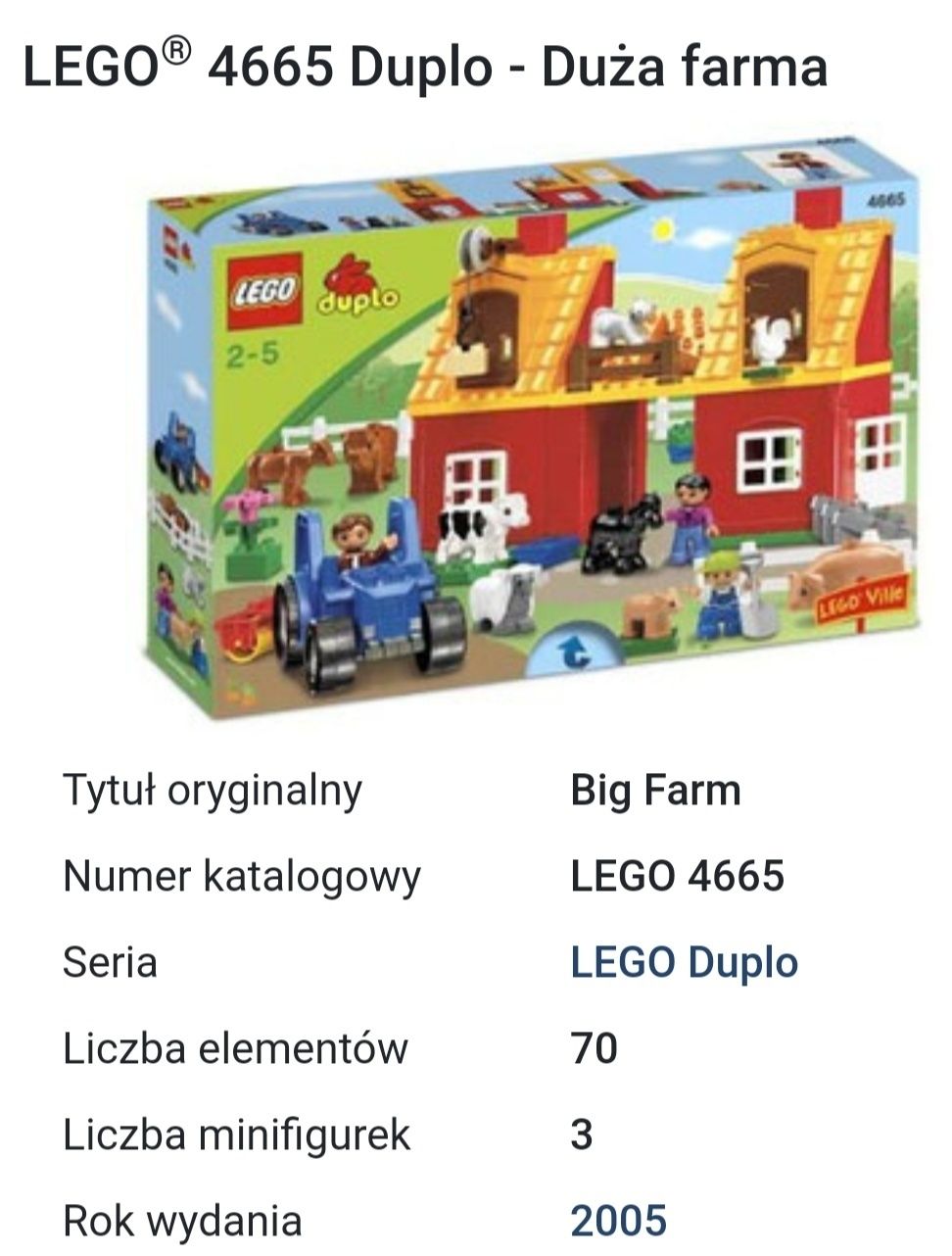 Lego Duplo 4665 - Wielka farma pełna zwierząt