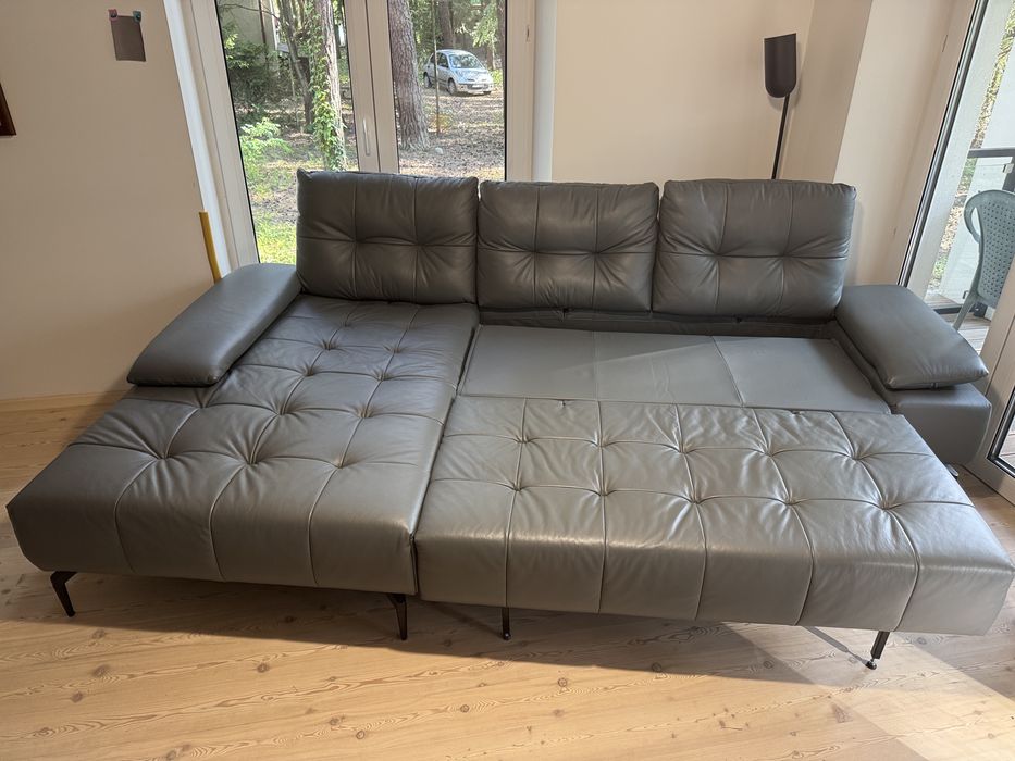 Naroznik skórzany Gala 160x290cm funkcja spania, jak nowy, okazja