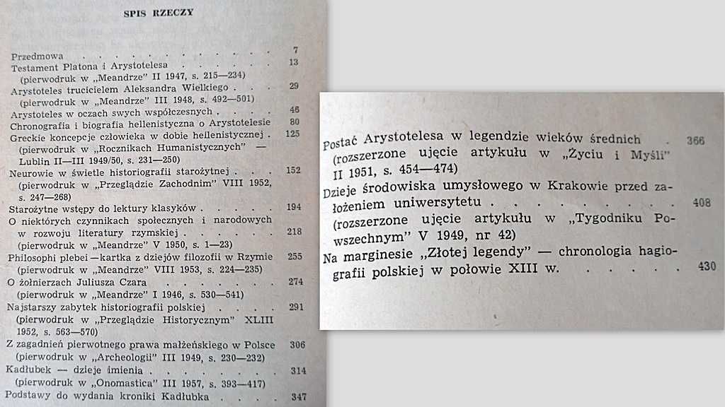 Marian Pleza "Od Arystotelesa do Złotej Legendy" Inst. Wyd. PAX 1958r