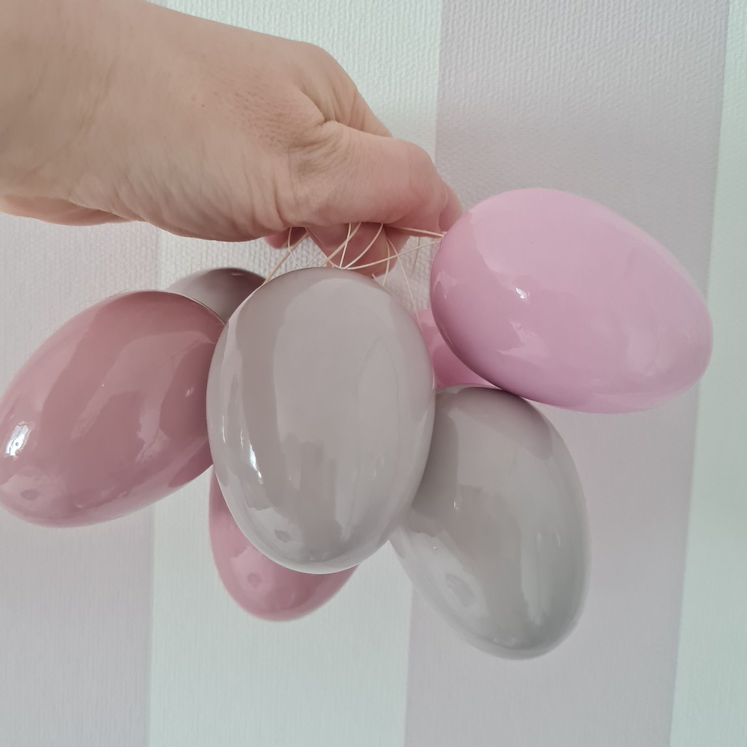 Duka Zara Home&You pisanki jajka zawieszki 7 sztuk różowe szare połysk