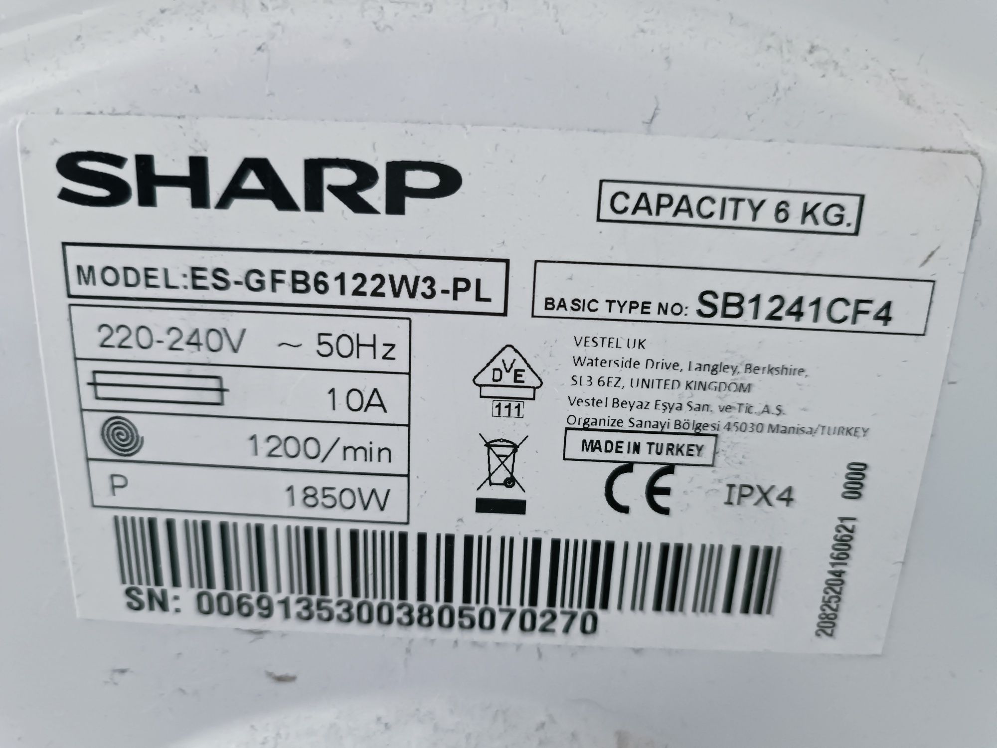 Pralka Sharp 6kg