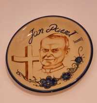 Talerz Jan Paweł II, ceramika Boleslawiecka, unikat