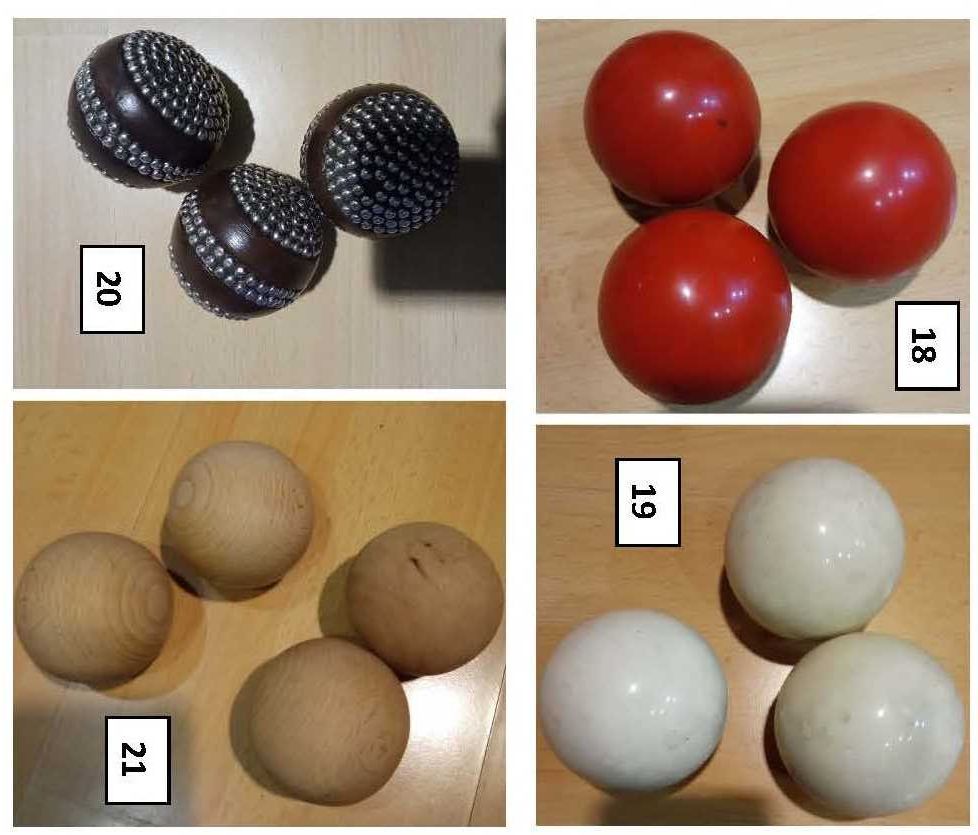 Material Circense: Andas; Bolas equil; Aros; Devil Stick; Bolas malab.