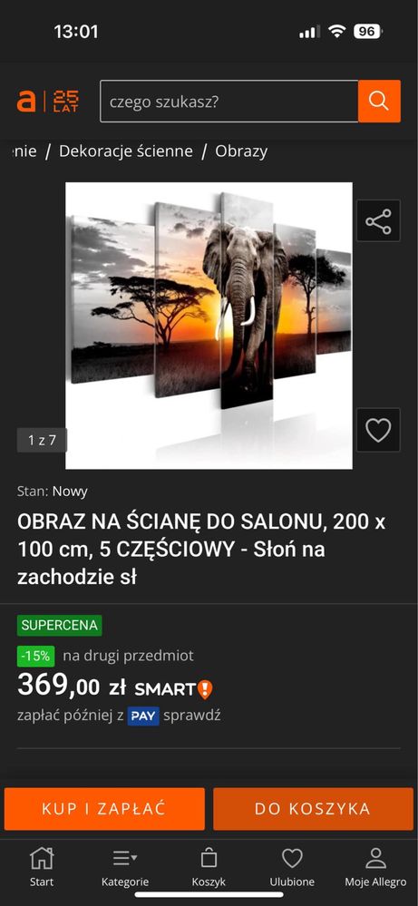 Tryptyk obraz obrazy do salonu na sciane  sawanna słoń