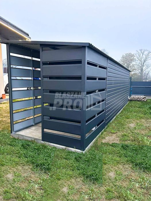 Schowek domek ogrodowy 6x2m wiata 1,5m Brama dwuskrzydłowa  GP452