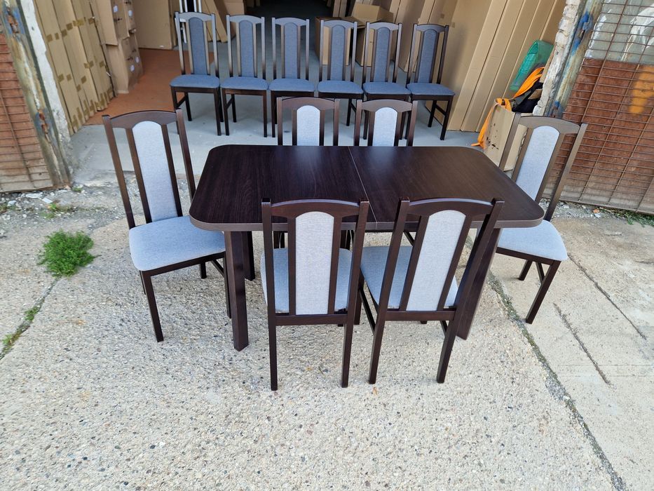 Nowe: Stół 80x140/180 + 6 krzeseł, wenge + szary, dostawa PL