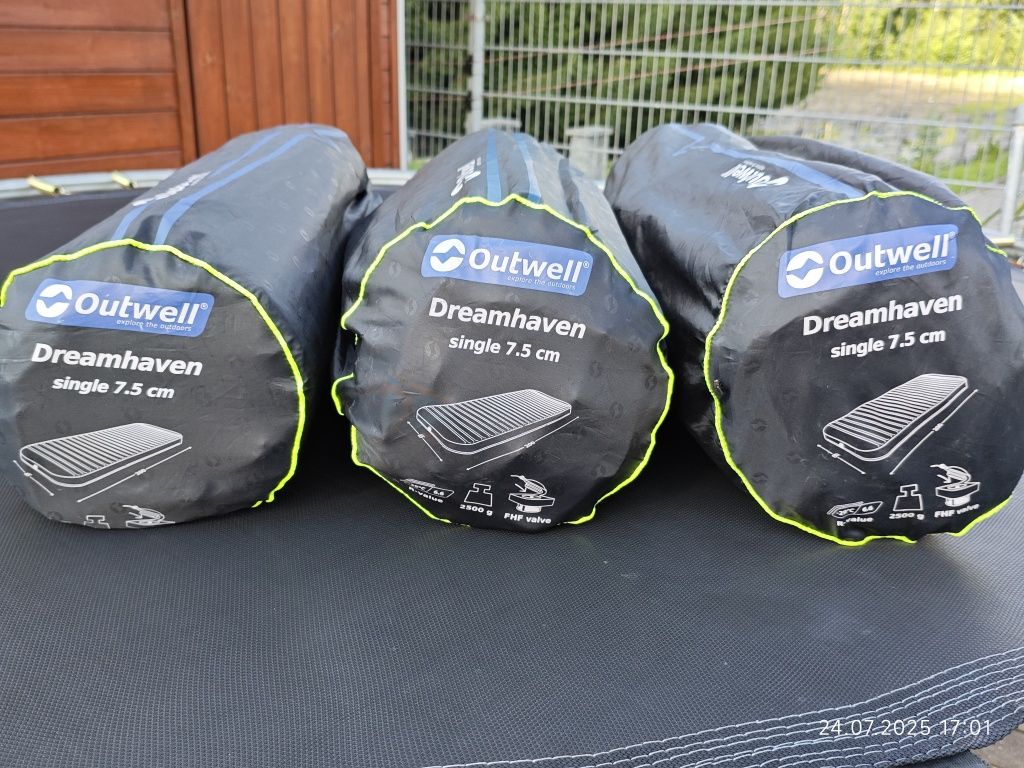 3 maty samopompujące Outwell Dreamhaven Single 7.5 raz użyte jak nowe