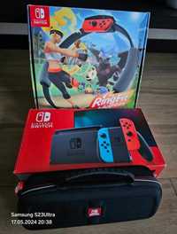 Konsola NINTENDO Switch + Ring Fit Adventure + Etiu Bigben + 7 Gier +