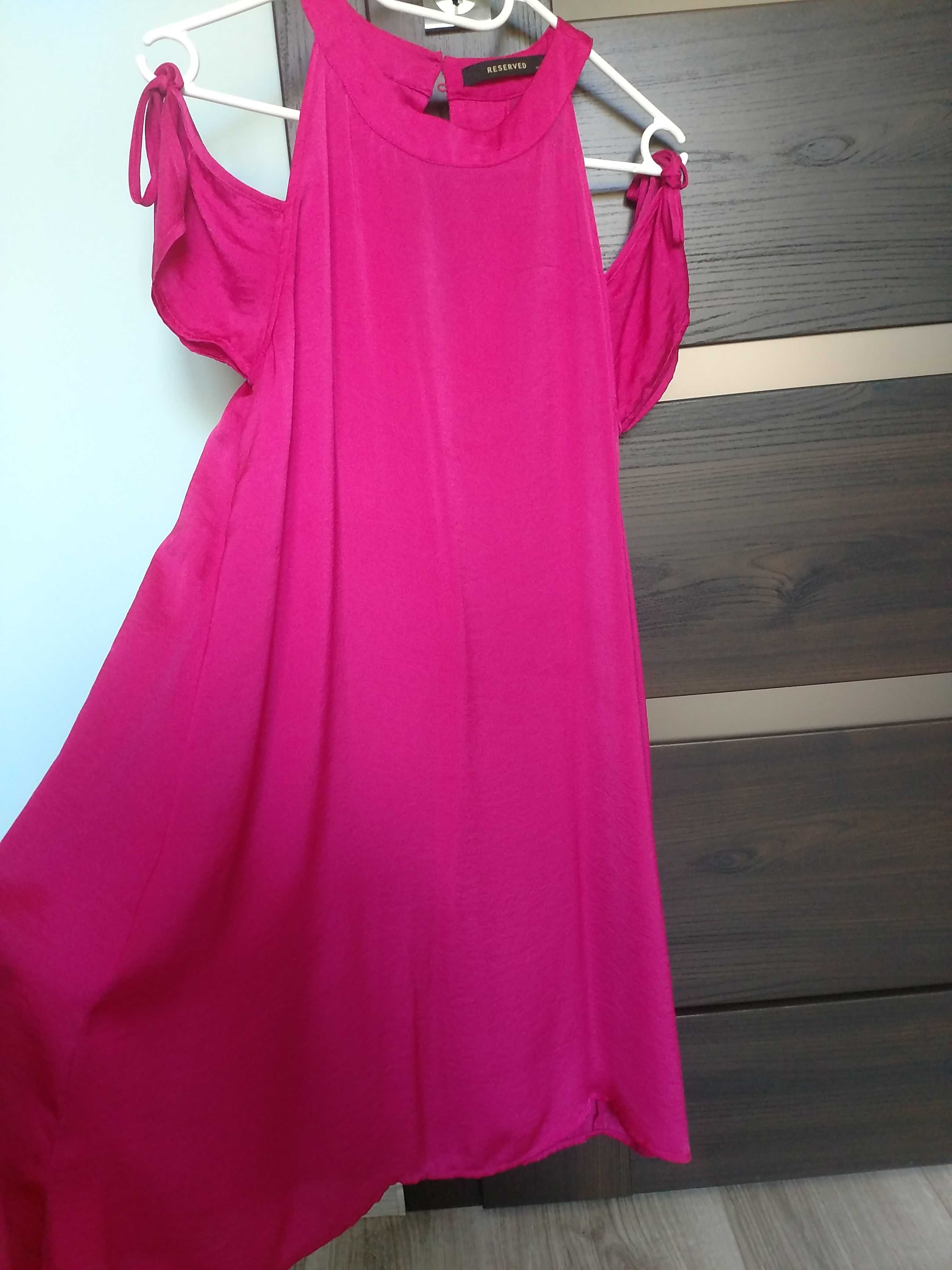 Sukienka różowa fuksjowa satynowa Reserved 36 naked arms jak nowa