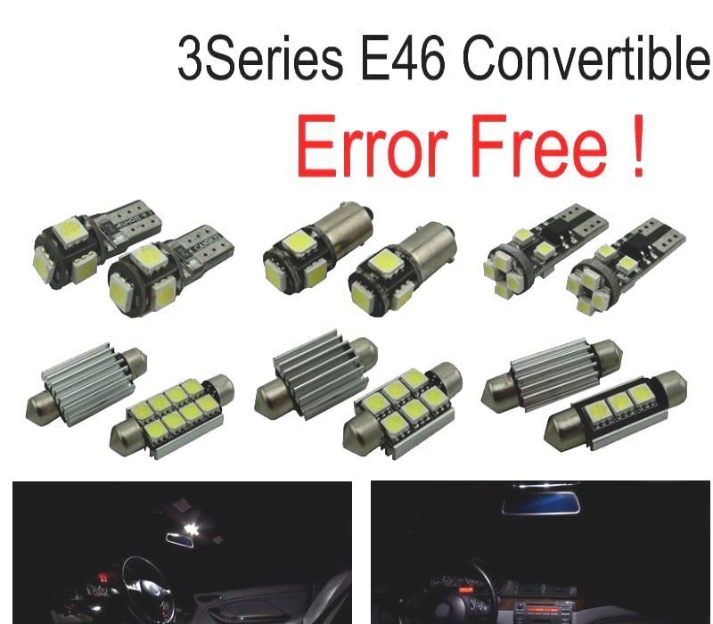 KIT COMPLETO 11 LAMPADAS LED INTERIOR PARA BMW E46 CONVERTIBLE 318CI 320CD 320CI 325CI 323CI 330CI 3
