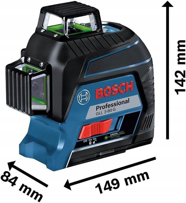 Bosch GLL 3-80 G - Zielony Laser Liniowy Krzyżowy Walizka