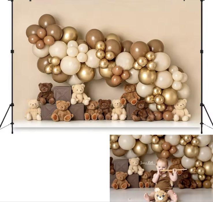 Tło urodzinowe 2,2x1,5 materialowe