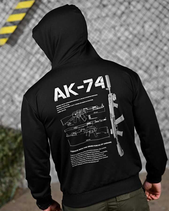 Тактична худі AK-74 Чорна Стиль військовий  Двонитка Чоловіча
