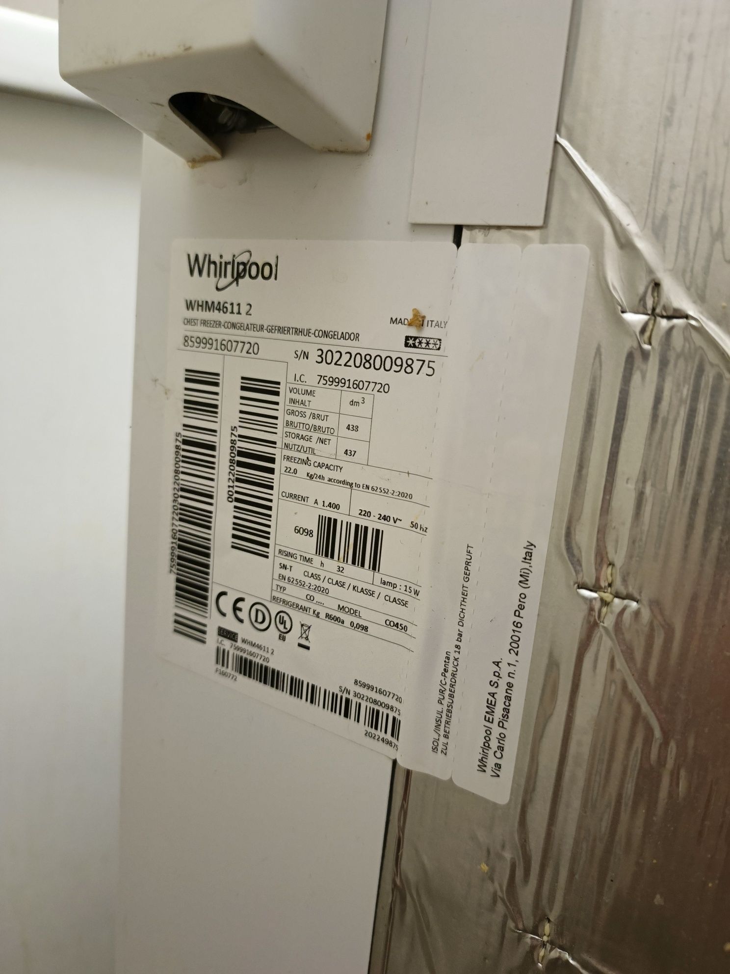 Zamrażarka Skrzyniowa Whirlpool WHM4611.2 biała 437L
