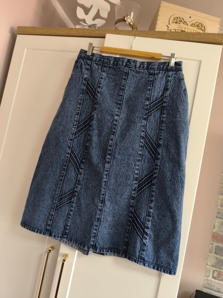 Jeansowa spódniczka midi stylowa i ponadczasowa - rozmiar XL