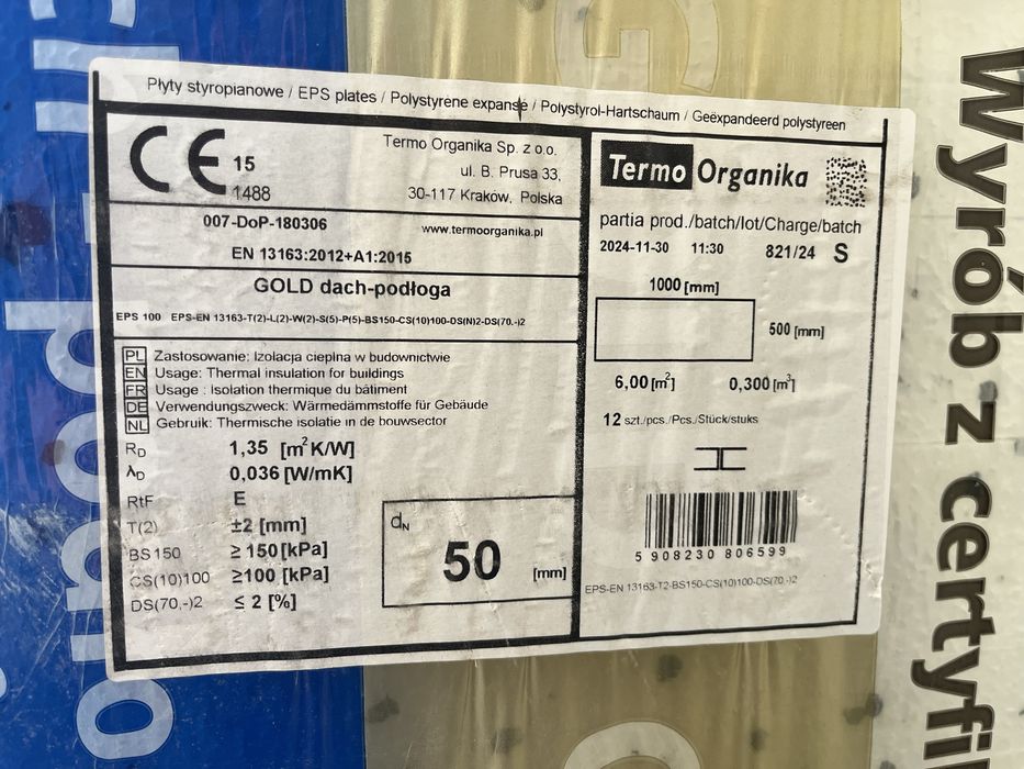 Styropian 5 cm TermoOrganika 8 paczek