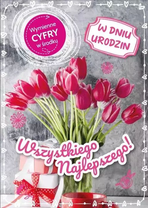 Karnet Urodziny wymienne cyfry. Armin Style. Nowy Produkt