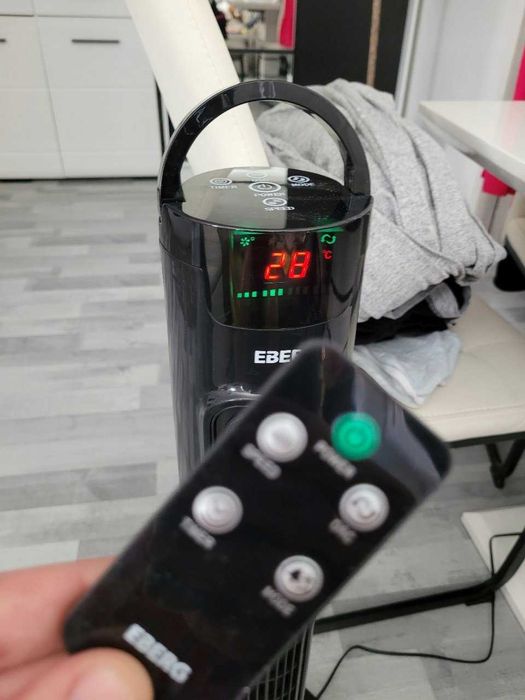 Nowy Wentylator Kolumnowy Z Pilotem Wiatrak Podłogowy Led Czarny