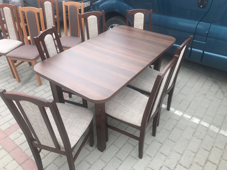 NOWE : Stół + 6 krzeseł, ORZECH + CAPUCCINO dostawa cała PL