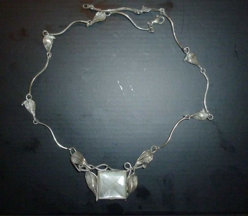 naszyjnik srebro i masa perłowa