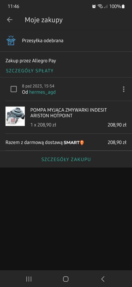 Pompa myjąca zmywarki Indesit, Ariston, Hotpoint