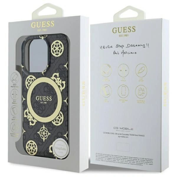 Etui Guess do iPhone 16 Pro Max MagSafe Peony On 4G Background Black