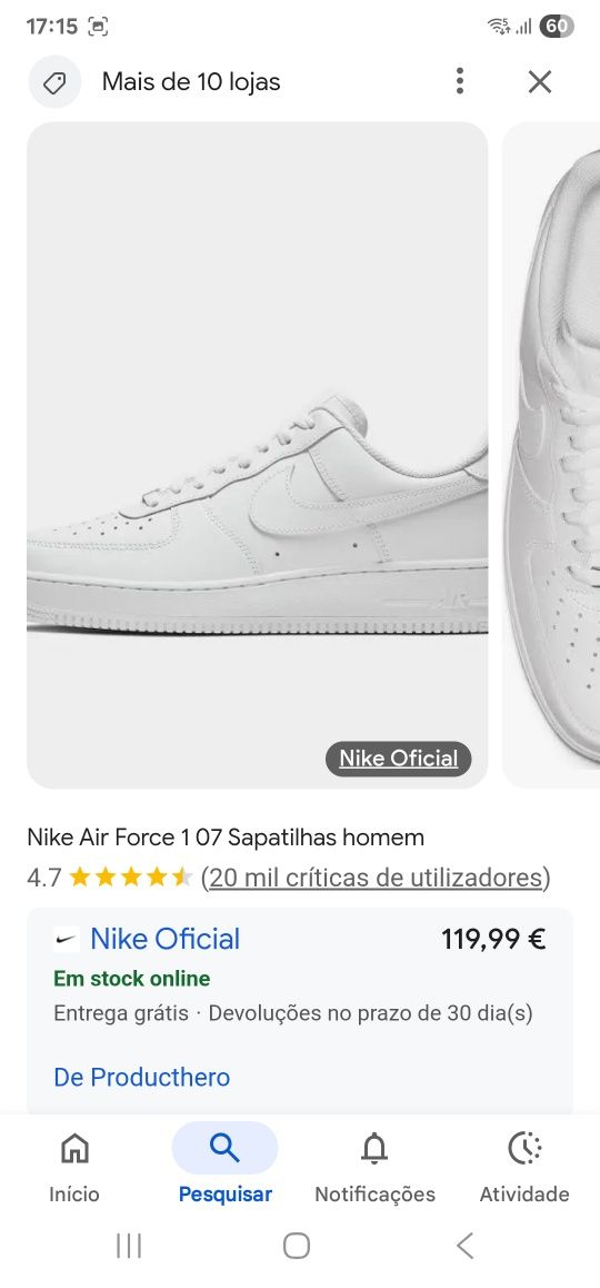 Tenis nike air force N 42.5