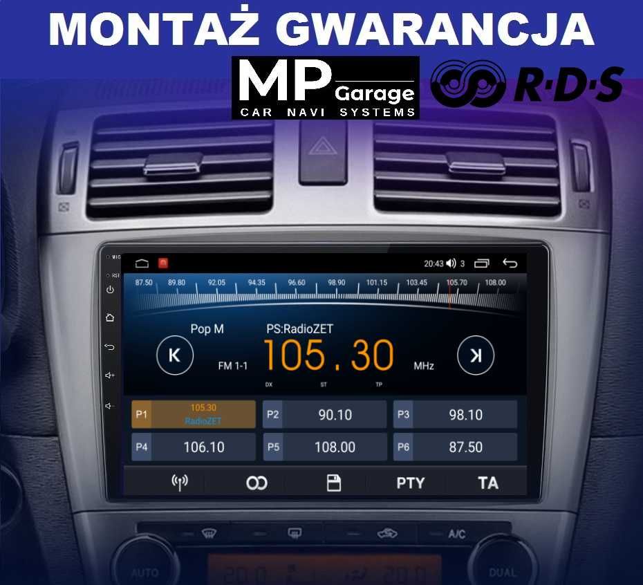 TOYOTA AVENSIS T27 Radio Android CarPlay/AA LTE 4G DSP Qled Montaż