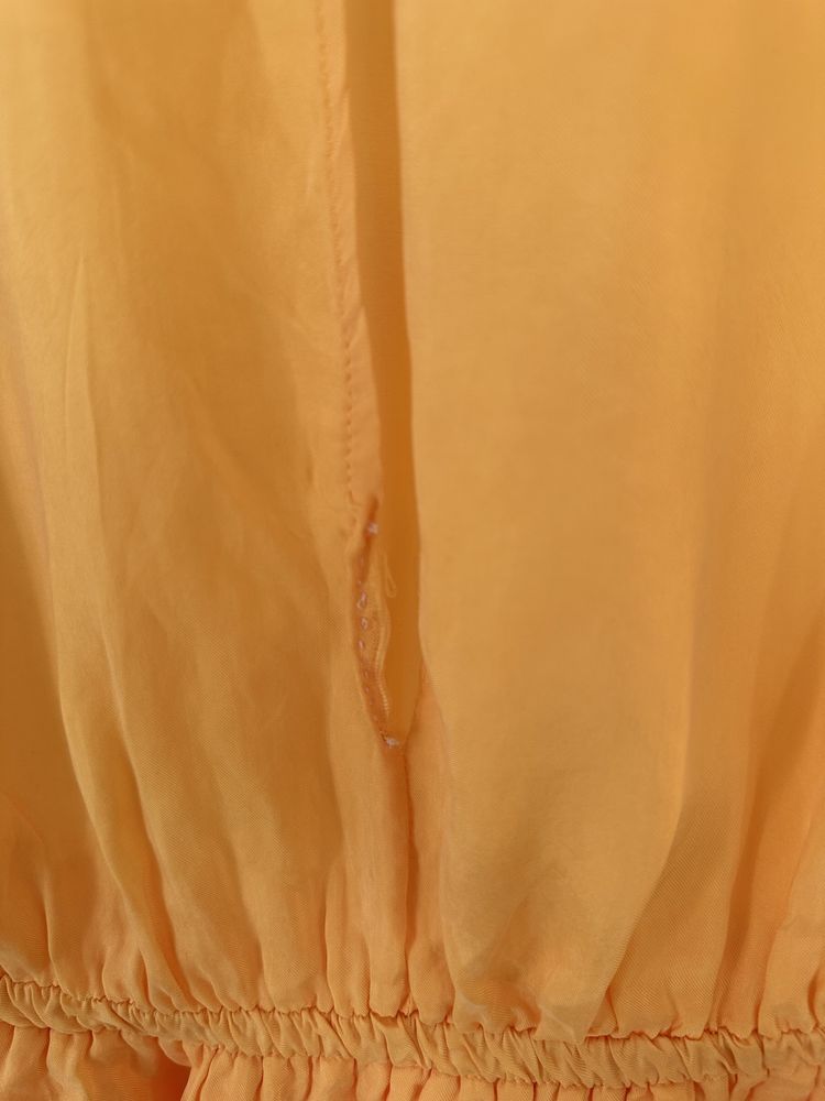 Żółta krótka sukienka odcinana w pasie American Vintage