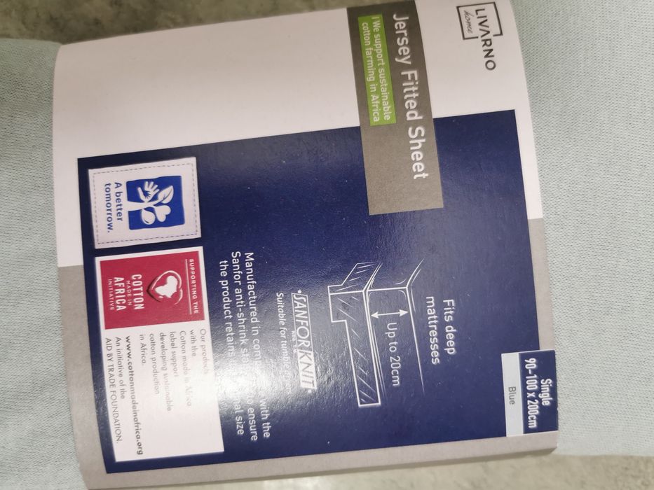 2x Prześcieradło livarno Lidl miętowe niebieskie 90 x 200 z dżerseju z