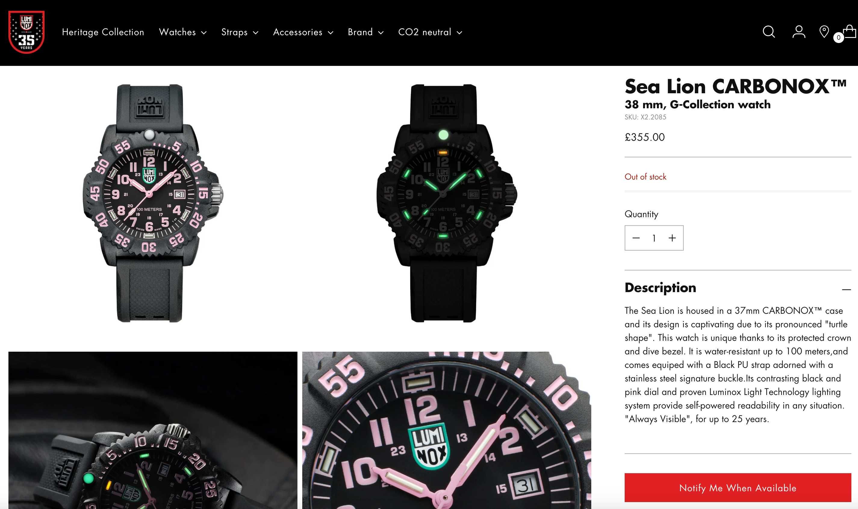 Жіночий годинник Luminox Sea Lion CARBONOX X2.2085 Tritium 100m нові