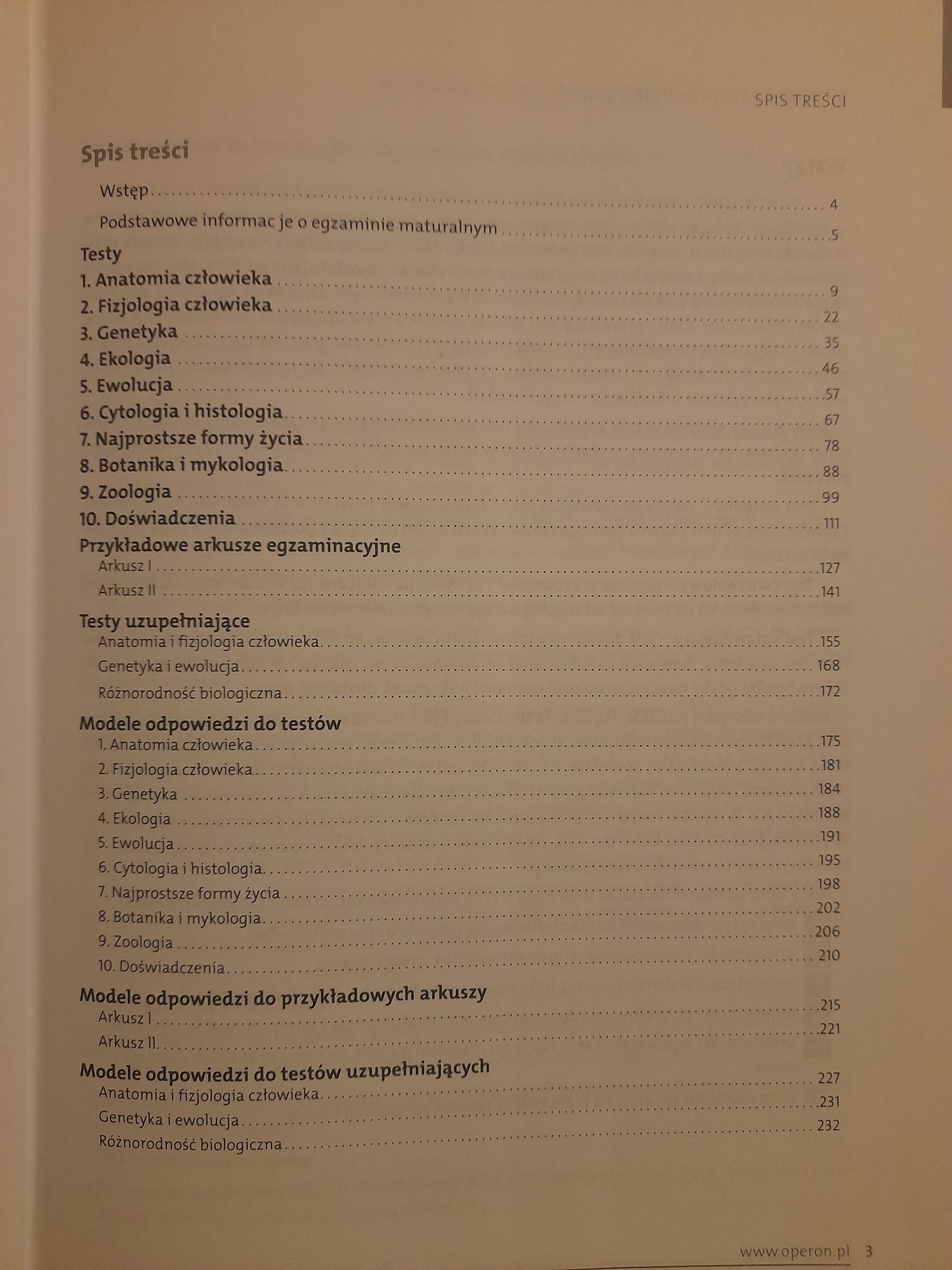Biologia Matura - testy i arkusze zakres rozszerzony Operon