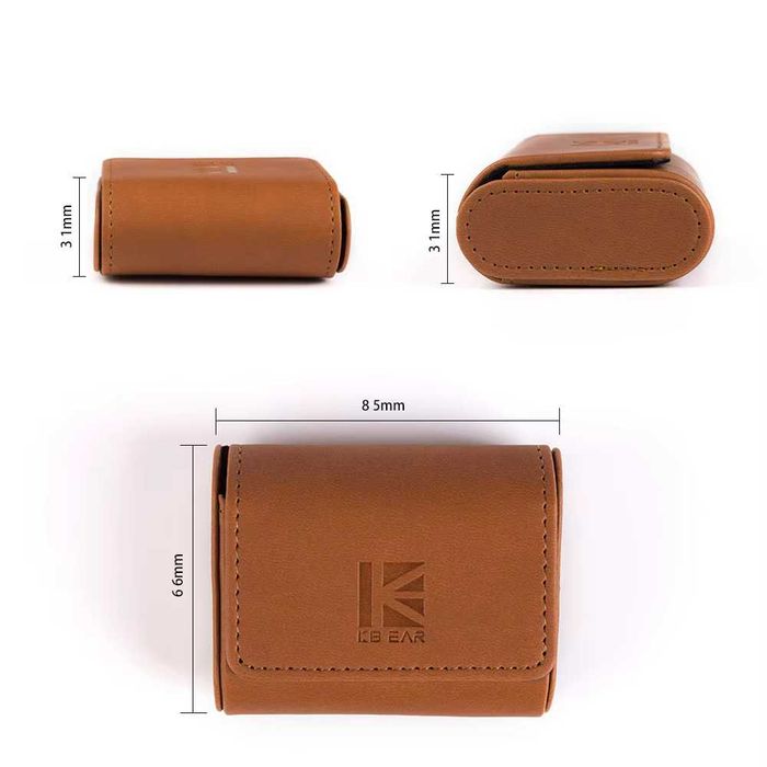 ⇒ KBEAR Leather Case (Brown) - футляр кейс для хранения IEM наушников