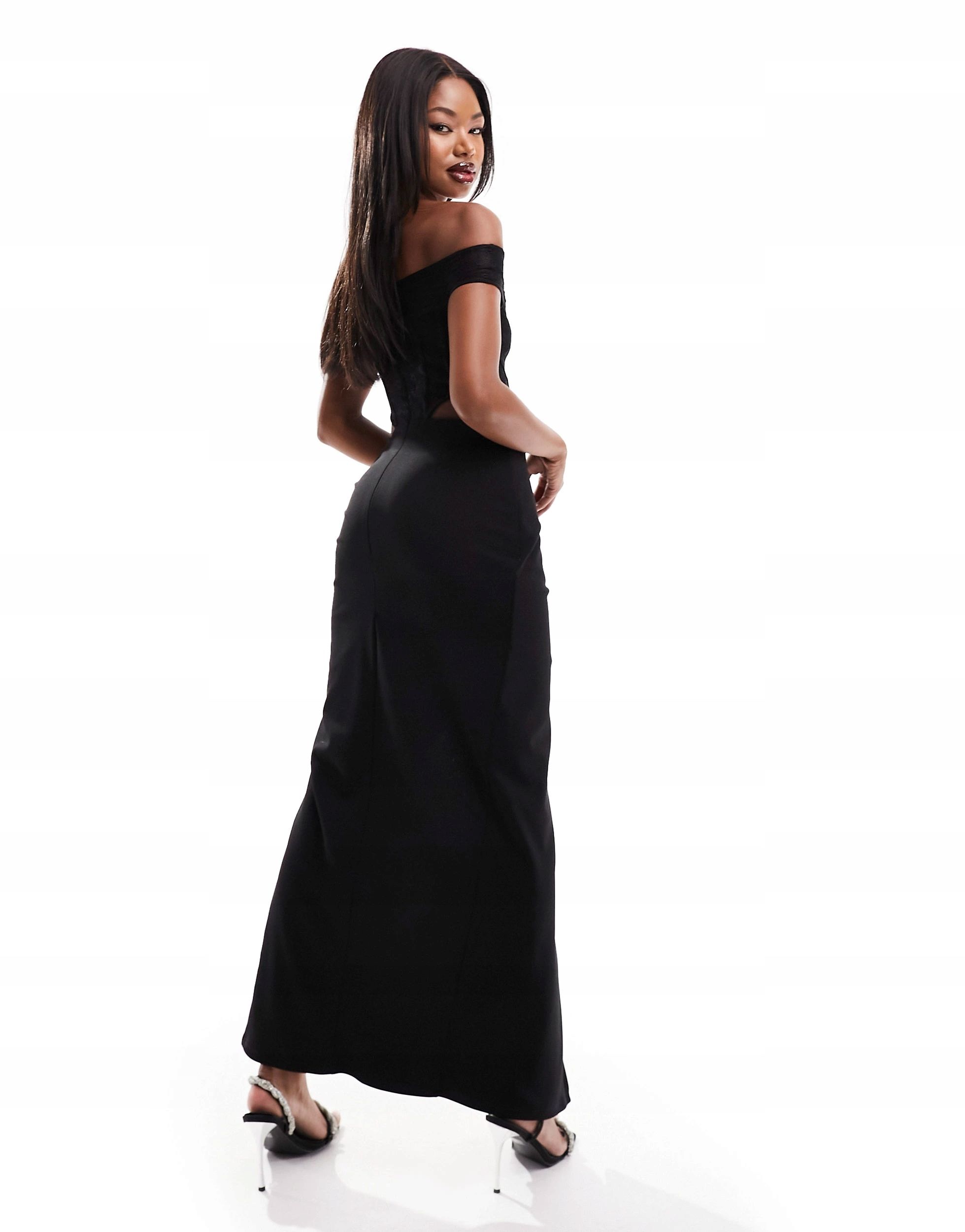 Asos Design 38 M Czarna Sukienka Z Gorsetem Maxi J22388